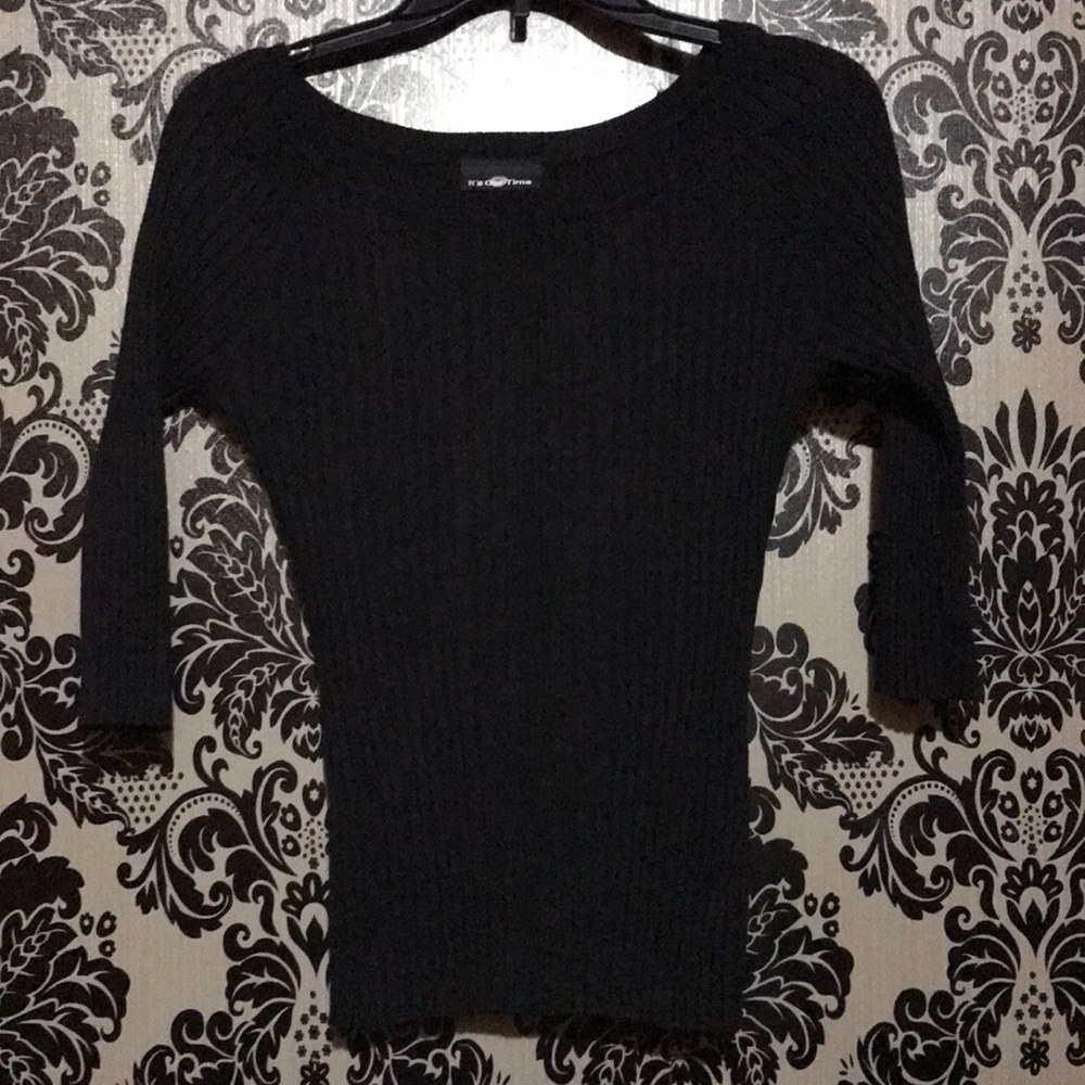 It’s Our Time Chic Black Ribbed Sweater size large